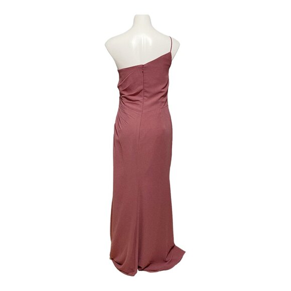 NWT Hayley Paige Occasions Size 12 One Shoulder Bridesmaid Prom Gown in Berry - Picture 4 of 10